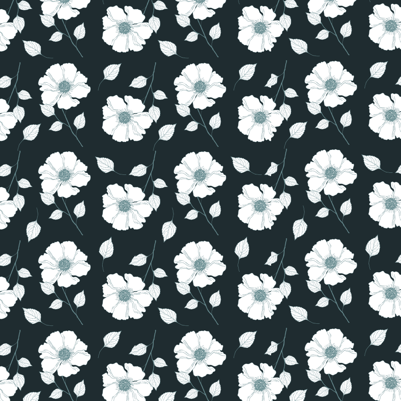 Floral Wallpaper Daisies on blue background