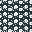 Floral Wallpaper Daisies on blue background