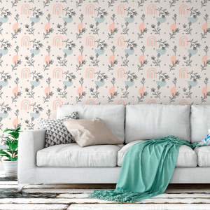 Boho Floral Wallpaper in Cream