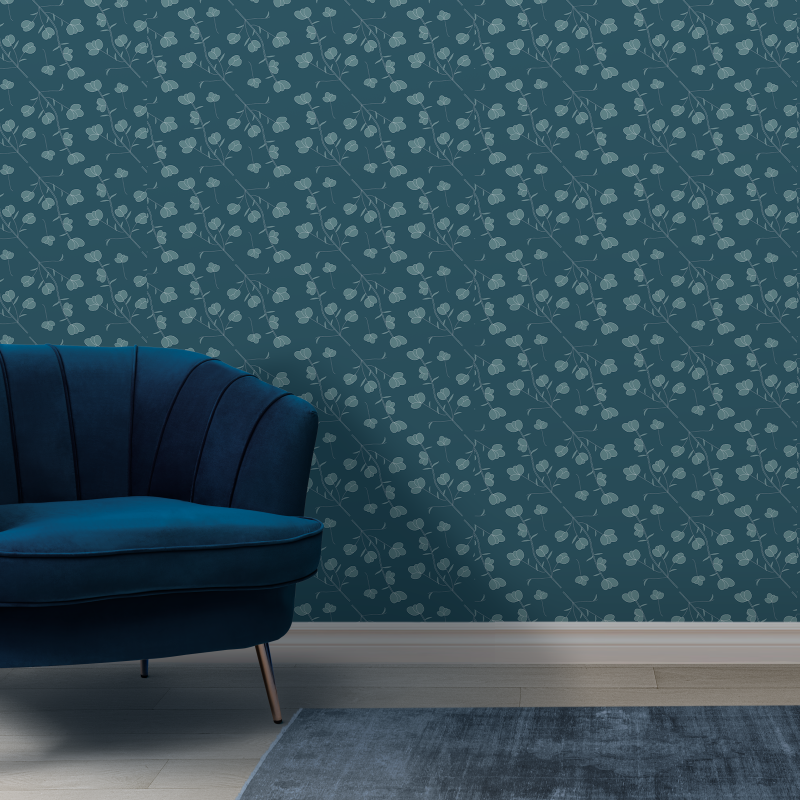 Papier peint floral vert