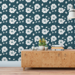 Floral Wallpaper Daisies Green Background