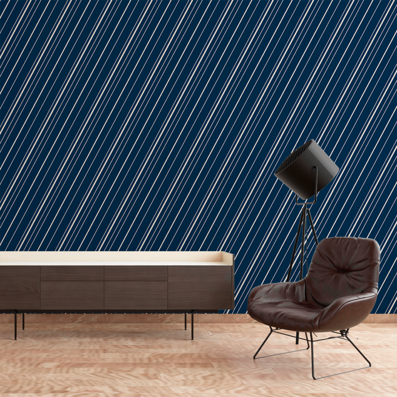 Wallpaper Diagonal Stripes Blue and White