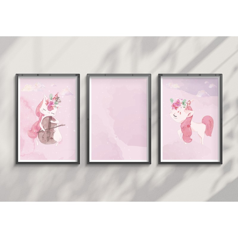 Arte murale decorativa Unicorno rosa per bambini