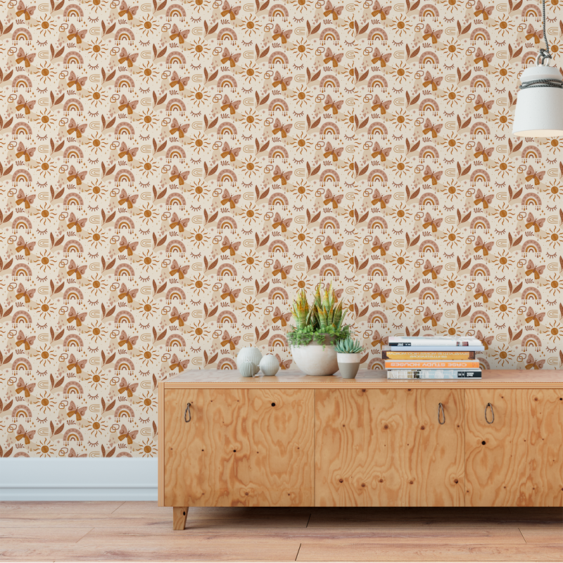 Papier peint jeunesse Papillons orange