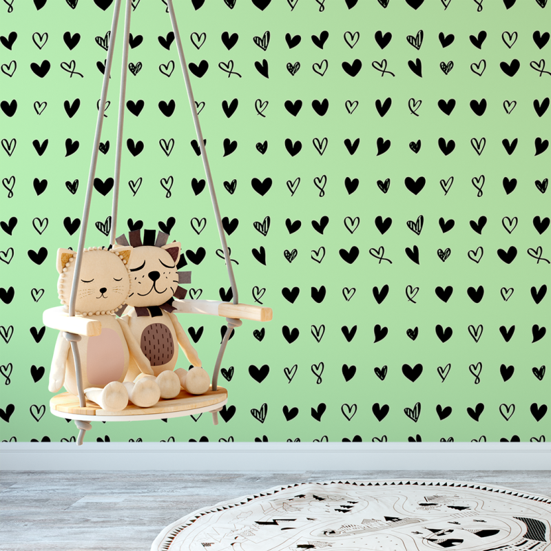 Papel pintado Infantil Corazones