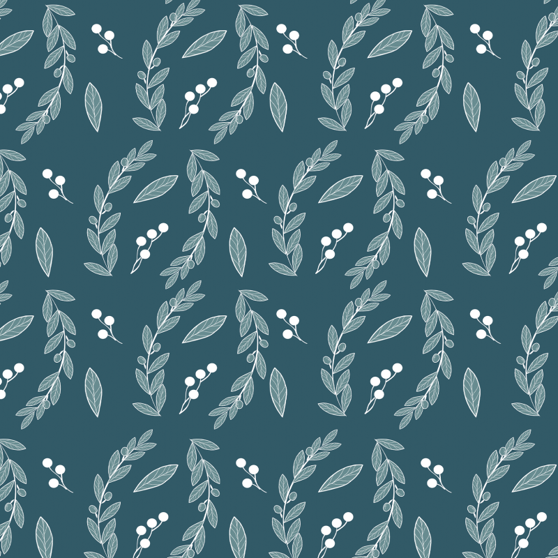 Floral Wallpaper Blue with white