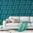 Floral Wallpaper Blue with white