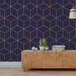 Blue and Yellow Geometric Cubic Wallpaper