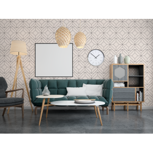 Papier peint géométrique crème