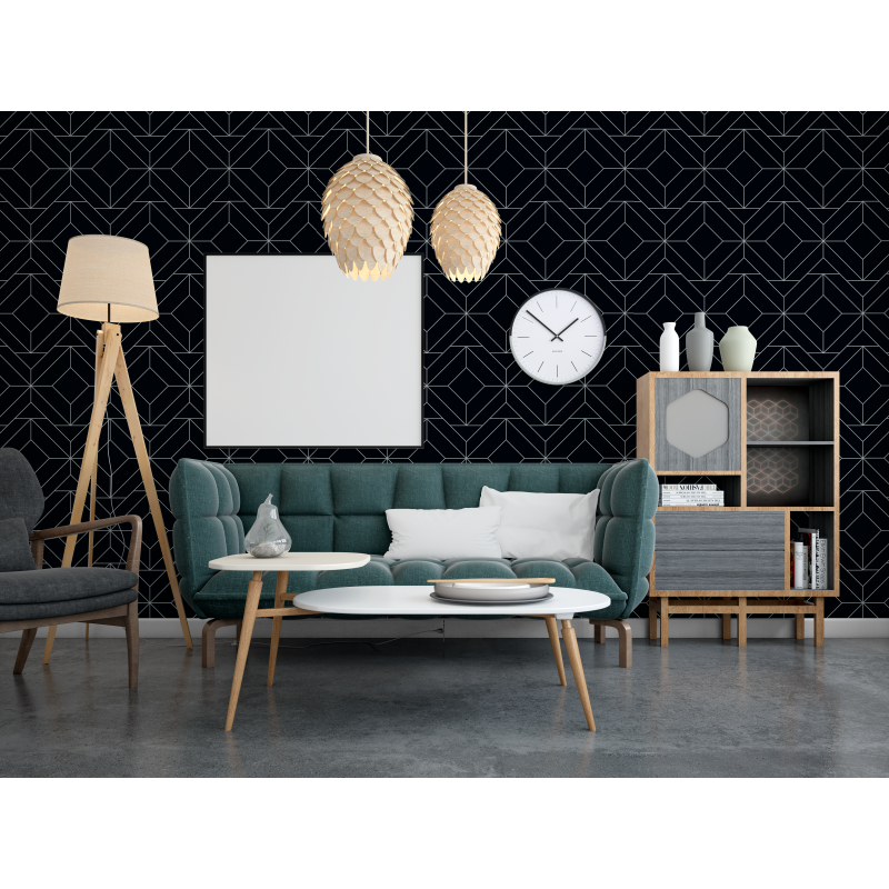 Luxury Blue Geometric Wallpaper