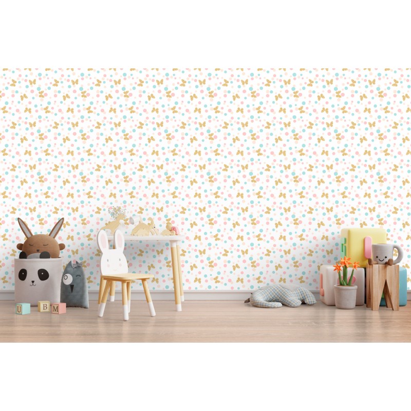 Kids Wallpaper Butterflies and Dots