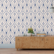Cream and Blue Fan Geometric Wallpaper