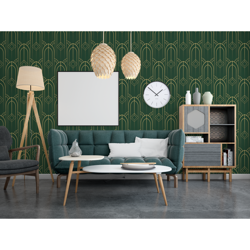 Papel Pintado Geométrico Luxury Verde