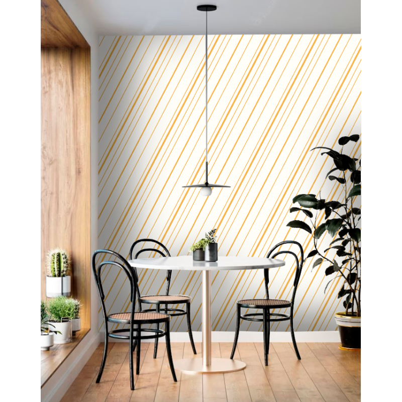 Wallpaper yellow diaphonal stripes