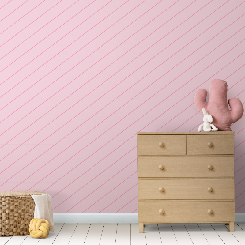Wallpaper Pink Diagonal Stripes-Sweet Papaya