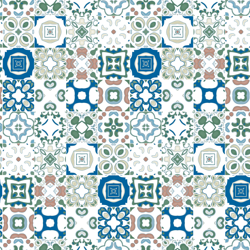 Green and Blue Tiles Wallpaper