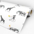 Papier peint girafes et éléphants