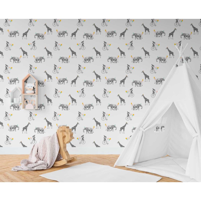 Giraffes and Elephants Wallpaper