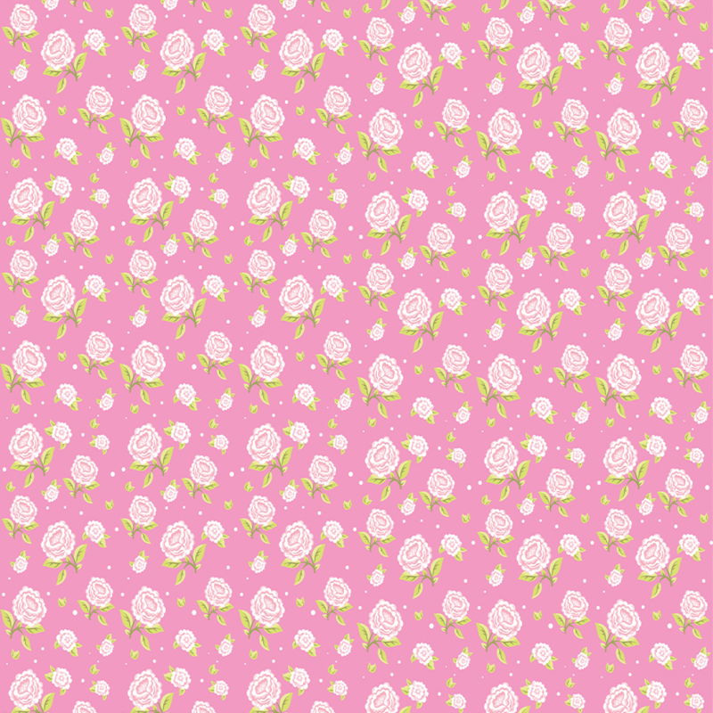 Papier peint floral Petites fleurs sur fond rose