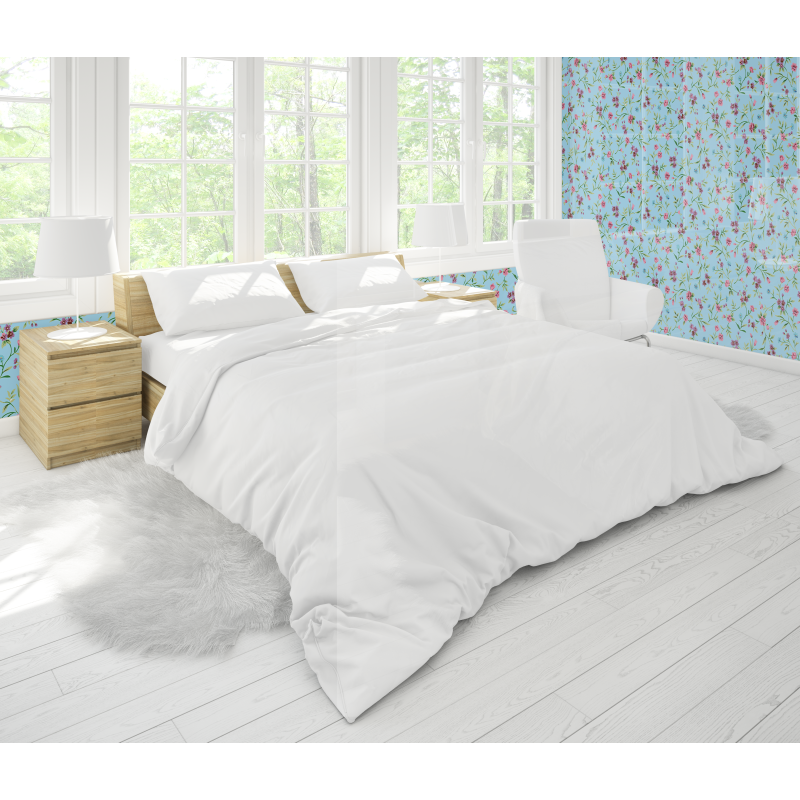 Carta da parati floreale colorata su sfondo turchese