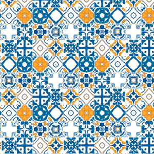 Blue and Orange Tile Wallpaper