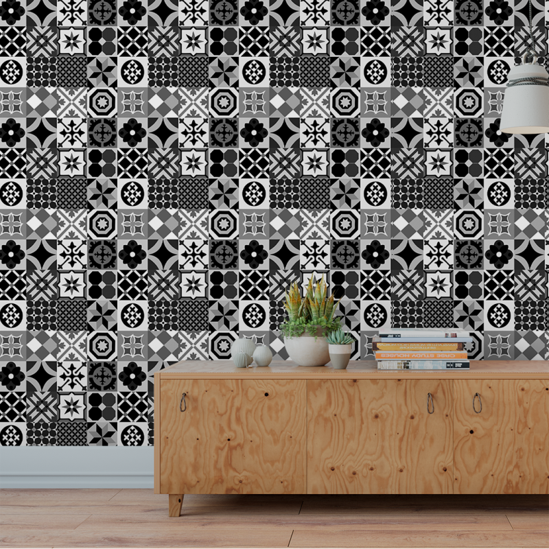 Black and White Tile Wallpaper