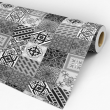 Papel Pintado Azulejos Blanco y Negro con Motivo Azulejos