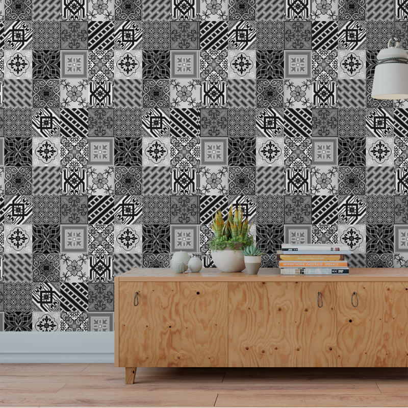 Black and White Tile Wallpaper