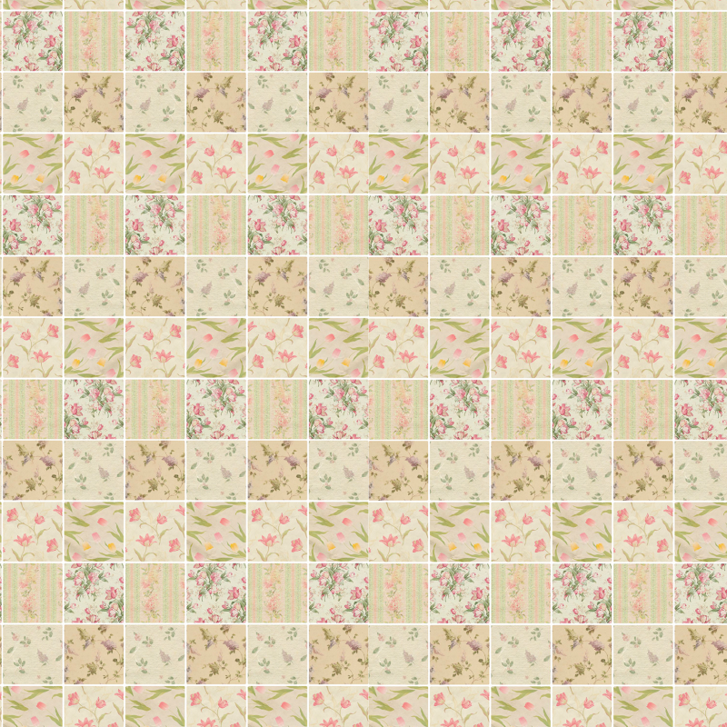 Tile Wallpaper with Flowers