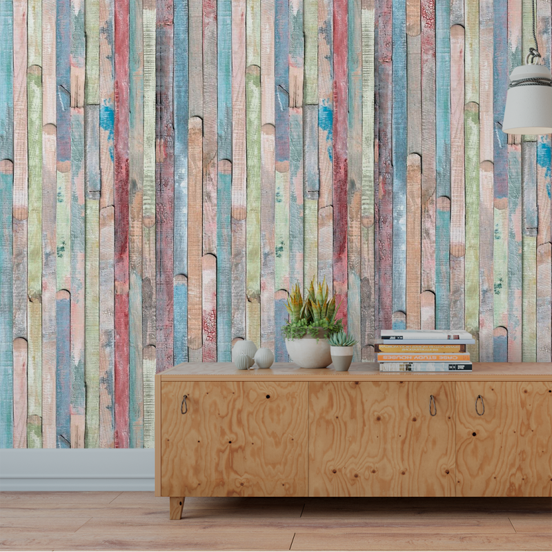 Multicolor Vertical Wood Wallpaper
