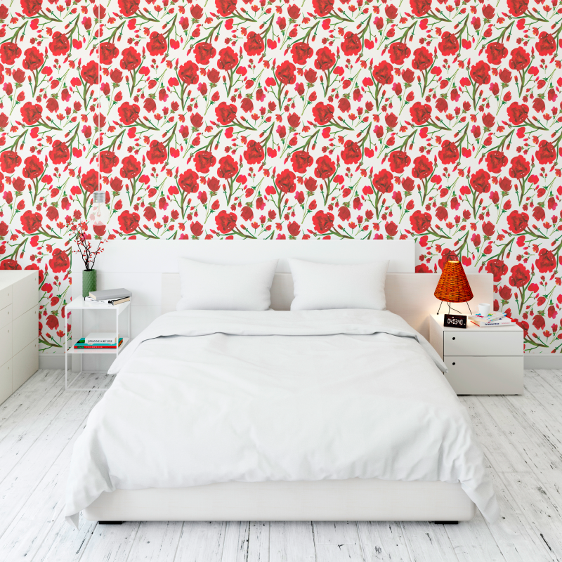 Floral Wallpaper Rosas rojo vino