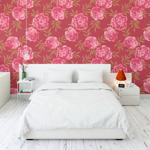 Papier peint floral rosas vino