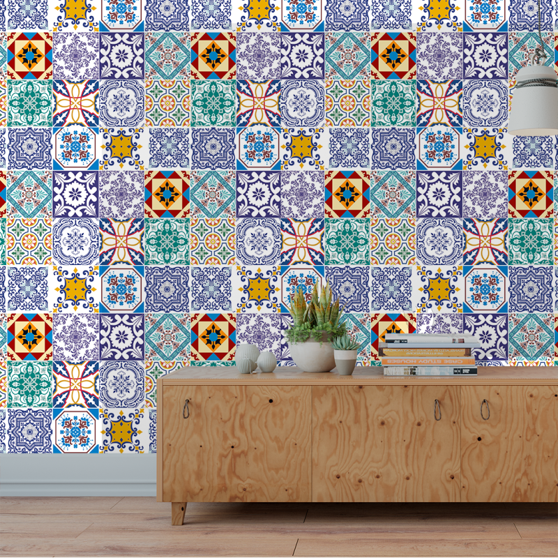 Papier Peint Carrelage Multicolore