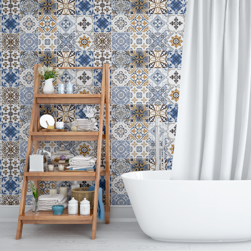 Carta da Parati Piastrelle Blu