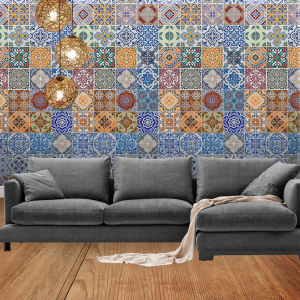 Multicolored Tile Wallpaper