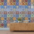 Papier Peint Carrelage Multicolore