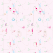 Children's wallpaper Birds singing in pink
