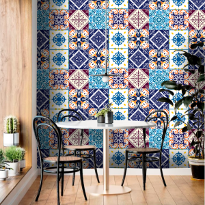 Papier Peint Carreaux Bleus