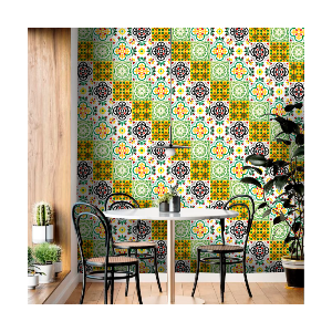 Vintage Green Tile Wallpaper