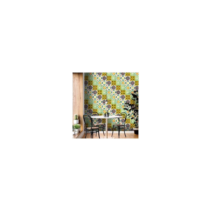 Papier Peint Carrelage Vintage Vert