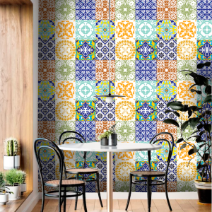 Green and Blue Tiles Wallpaper