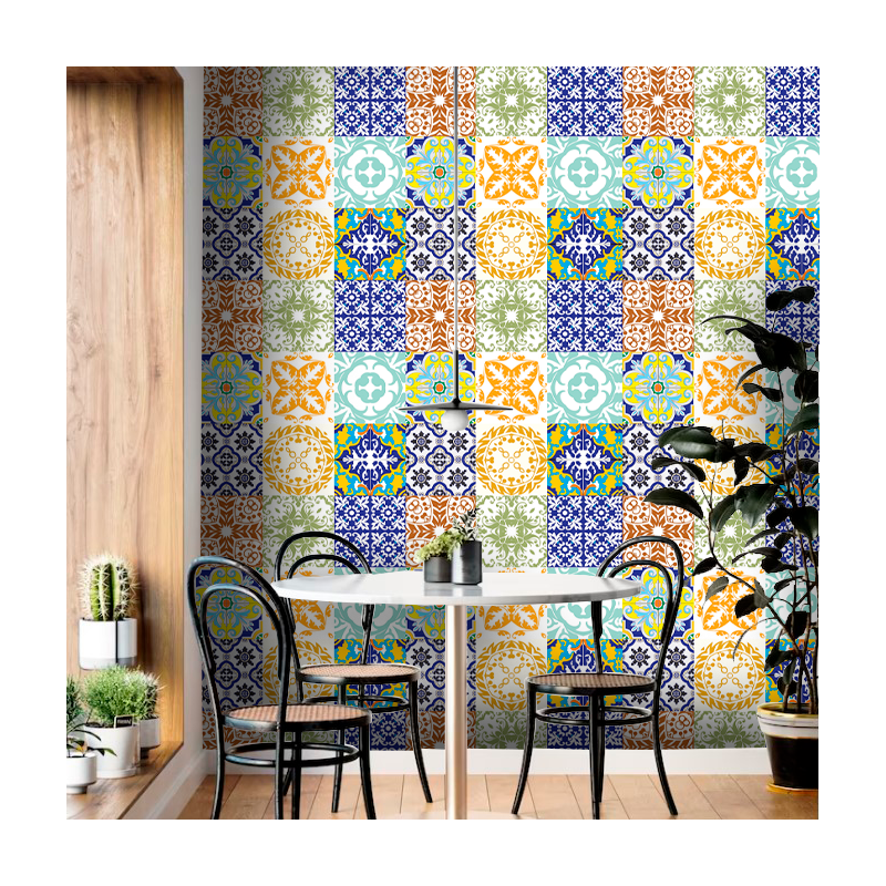 Green and Blue Tiles Wallpaper