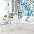 Blue and Orange Tile Wallpaper