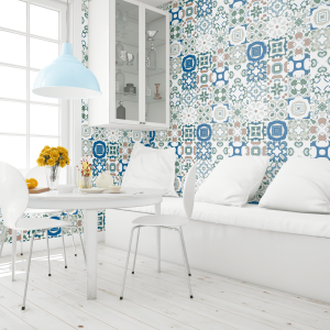 Green and Blue Tiles Wallpaper