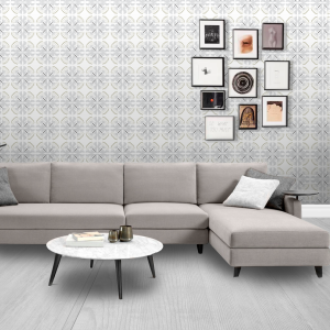 Gray Floral Tile Wallpaper