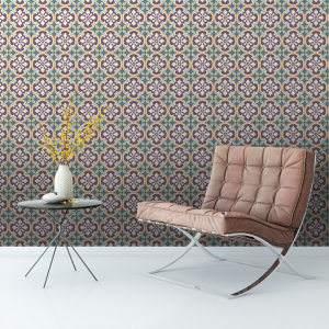 Tile Wallpaper with Flowers