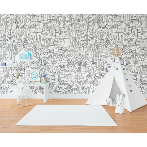 Doodle Cartoon Kinder Tapete