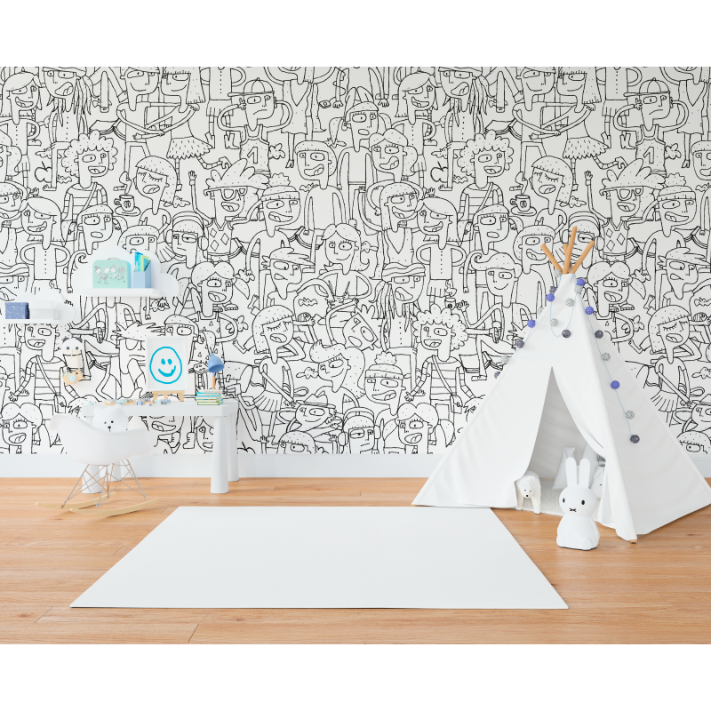 Carta da parati per bambini Doodle Cartoon