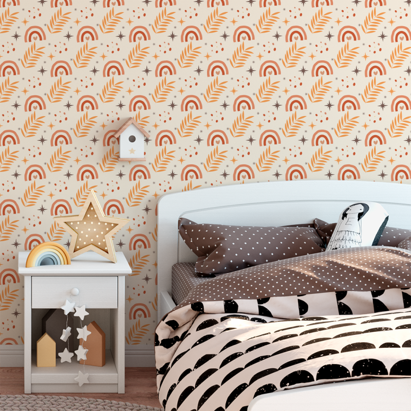 Papier peint jeunesse Boho orange