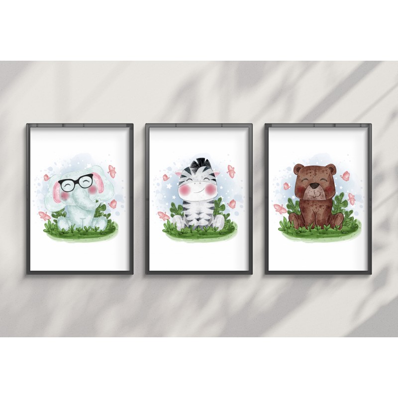 Stickers décoratifs muraux animaux de la jungle pour enfants